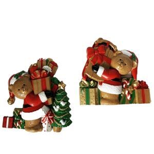 2 Piece Vintage Burwood Plastic Christmas Teddy Bear Wall Plaques 1993